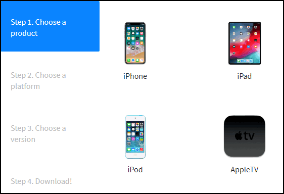 Выбрать продукт из списка на прошивку iOS
